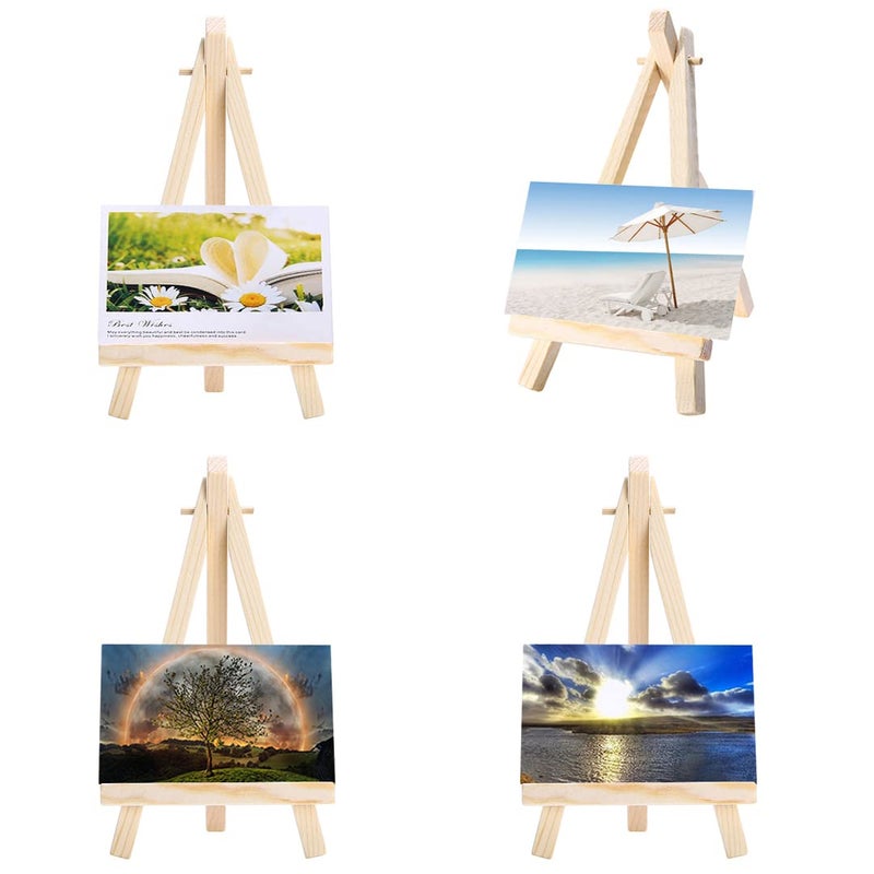 Mayitr مايتر 10 قطع حامل مثلث خشبي للفنانين لعرض بطاقات الزفاف 6 بوصة حامل ثلاثي للطاولة - حفلة رسم، حرف يدوية للأطفال، ألوان زيتية وأكريليك، لافتات، صور - Image 4